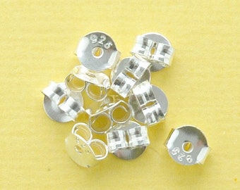 4.5 mm sterling silver butterfly  earring stud backing - sold per 20 pieces - backing or backs for earring posts - stamped .925