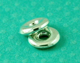 Sterling silver spacer bead, 11mm donut spacer, 2 pieces, silver roundel bead, 11mm bead, 925 silver rondelle, large saucer bead, ufo bead