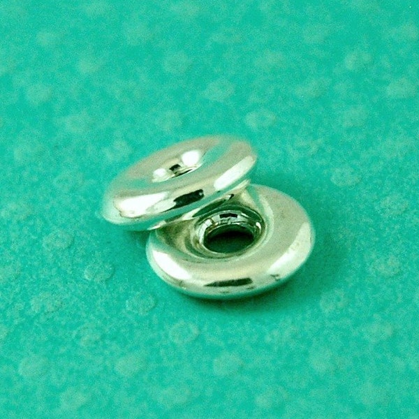 Cuenta espaciadora de plata esterlina, espaciador de rosquilla de 11 mm, 2 piezas, cuenta redonda de plata, cuenta de 11 mm, rondele de plata 925, cuenta de platillo grande, cuenta de ovni