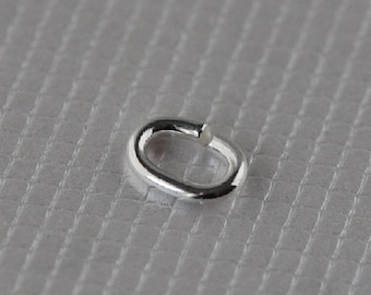 6 x 4 mm OVAL sterling silver open jump ring - 1 mm thickness (18 gauge)  -  .925 sterling silver - unsoldered, split