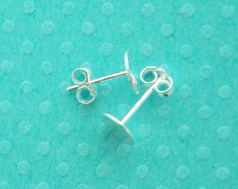 post stud earrings w/ 7 mm tray & butterfly backing -  11 mm long post, 7mm cup diameter - ear nut clutch - .925 stamped