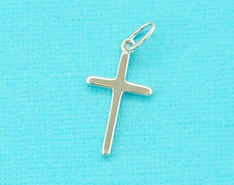 Sterling silver cross charm, simple cross pendant, .925 stamped, plain cross, simple cross, confirmation, baptism, add a charm, small cross