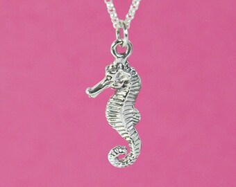 925 sterling silver seahorse charm, double sided, beach charm, sea creatures, nautical, ocean, make your own necklace, charm bracelet
