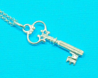 sterling silver key charm -  smooth 3D key shape charm - sold per piece