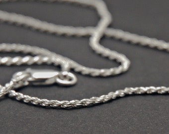 20 inch sterling silver rope chain, twisted rope chain, finished chain, 1.4mm thick, 10mm lobster clasp, sold per piece, stamped .925 Italy