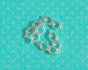 sterling silver infinity shape connector - sold per 3 pieces - smooth flat end bar or separator - stamped . 925