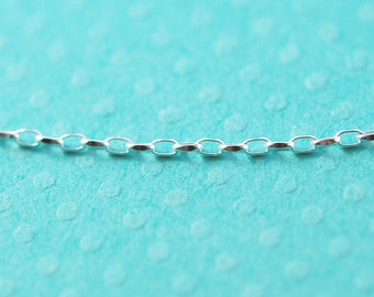 sterling silver 2 x 1 mm drawn rolo chain - sold per foot - sparkly smooth diamond cut drawn rolo chain - 0.6 mm thickness - .925 bulk chain