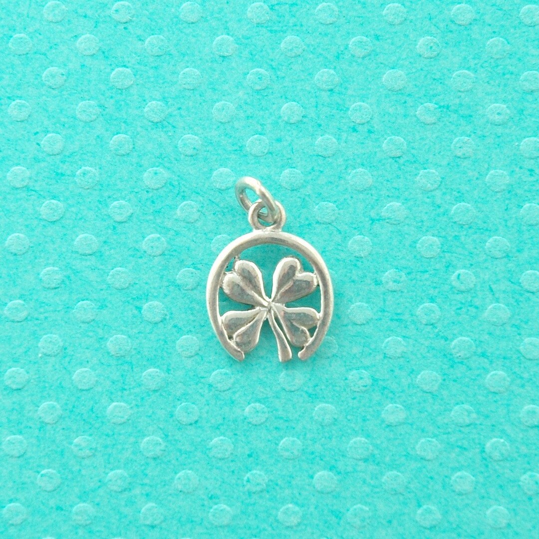 Sterling Silver Lucky Clover Charm, 2 Pieces, 4 Leaf Clover Pendant, Horseshoe Charm, Good Luck