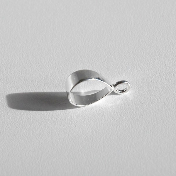 19mm 925 Silver Bail - Vendu par 2 pcs - Grand pendentif simple élégant poli collier de larme classique - .925 Bijoux Fournitures - Luxor