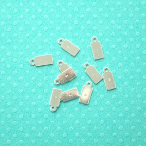 11.5mm sterling silver tag - sold per 5 pieces - stamped .925 - flat rectangular shape charm - findings tag - square tag pendant