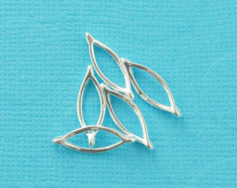 sterling silver almond shape connector - sold per 3 pieces - smooth eye or almond shape connector, end bar or separator - stamped .925