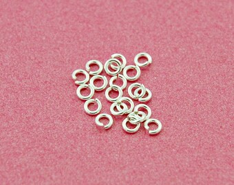 3 x 0.7 mm sterling silver jumpring - sold per 50 pieces  - 21 gauge thickness - smooth unsoldered open -  .925 sterling silver