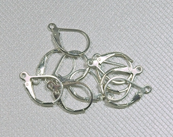 Sterling silver lever back earwires, 16mm, plain, simple, stamped 925