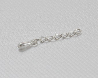 Sterling silver extender chain, 1 inch, 10 pieces, tear drop shaped, lengthen or layer necklace