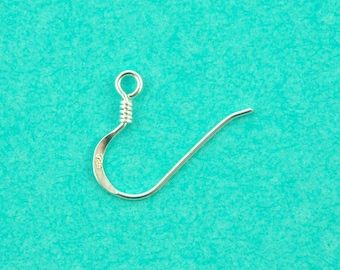 18 mm sterling silver ear wires - sold per 10 pieces - 22 gauge - rope style ear or shepherd hook  - .925 stamped