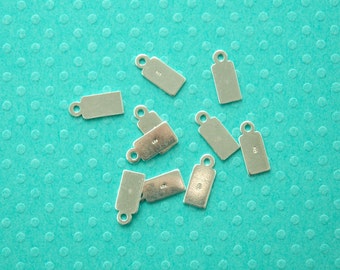 11.5 mm sterling silver tag - sold per 5 pieces - stamped .925 - flat rectangular shape charm - findings tag - square tag pendant