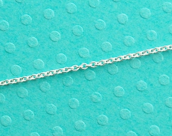 dainty sterling silver 1.2mm cable chain - sold by the foot - 1.2 x 1mm link - unfinished shiny bulk necklace chain - jewelry supplies