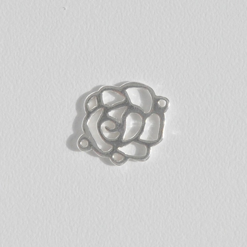 sterling silver rose spacer rose pendant connector sterling silver flower shape flower shape spacer Sterling silver connector 5x