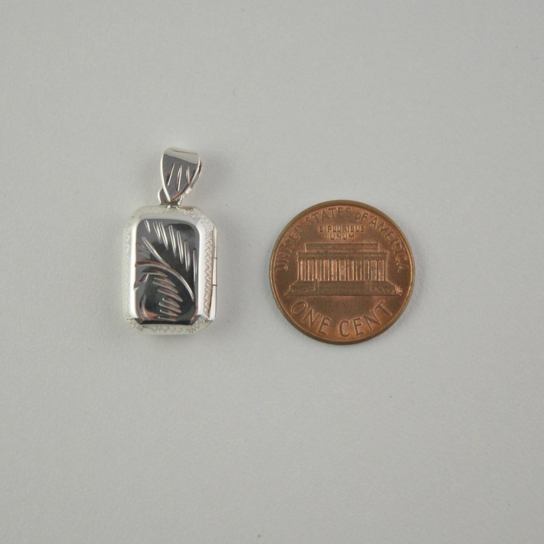 sterling silver locket rectangular locket square keepsake locket charm silver box locket square sterling pendant image 2