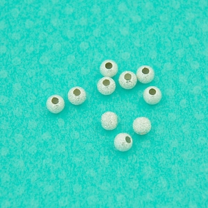 Cuentas de polvo de estrellas de plata de ley, 4 mm, espaciador de bola brillante, 15 piezas