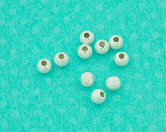 4mm sterling silver stardust bead, silver ball spacer, ball bead, round bead, sparkle bead, 925 silver jewelry supplies