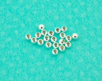 3 mm sterling silver ball bead - sold per 20 pieces - smooth polished shiny small round spacer - 925 jewelry findings - luxorsupplies