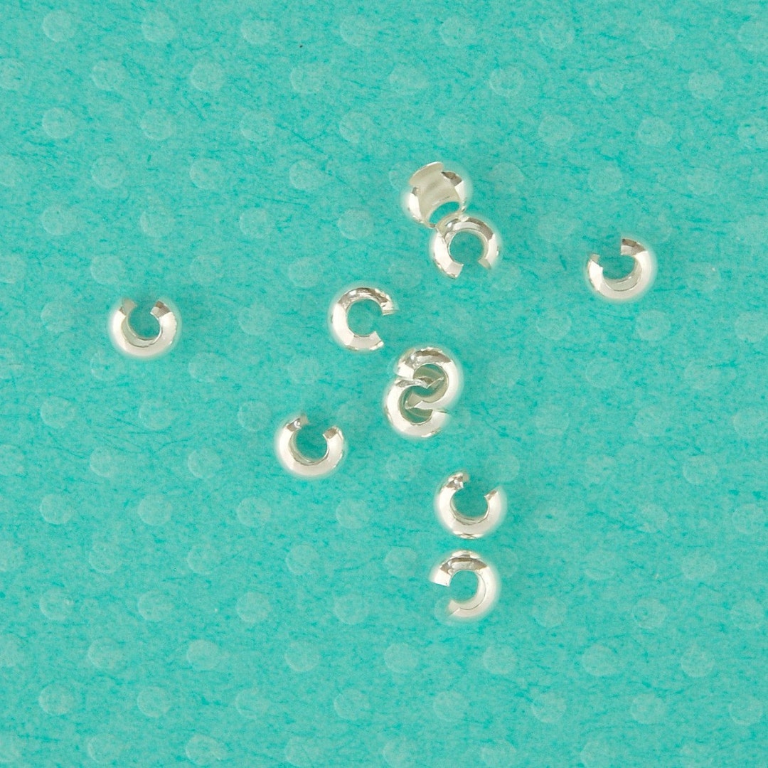 3 Mm Sterling Silver Crimp Bead Cover Sold per 20 Pieces Etsy Canada