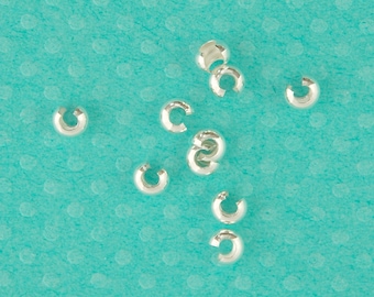 3 mm sterling silver crimp bead cover - sold per 20 pieces  - use for 1 to 2 mm crimp beads - polished smooth shiny ball crimp