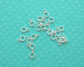 figure 8 or double loop connector - sold per 10 pieces - 7.5 mm sterling silver, smooth shiny double ring link - .925 stamped