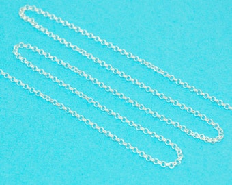 2mm rolo chain - sterling silver - sold by the foot - unfinished bulk smooth strong rollo cable link 2mm diameter with a 0.6mm thickness