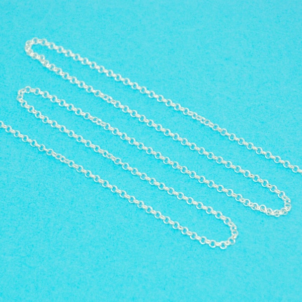 2mm rolo chain - sterling silver - sold by the foot - unfinished bulk smooth strong rollo cable link 2mm diameter with a 0.6mm thickness