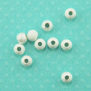 Cuentas de polvo de estrellas de plata esterlina de 6 mm, espaciadores de bolas brillantes (5 piezas)