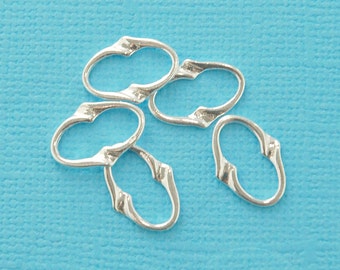 sterling silver twisted oval connector - sold per 5 pieces - smooth, .925 stamped