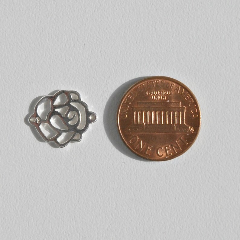 sterling silver rose spacer rose pendant connector sterling silver flower shape flower shape spacer Sterling silver connector 5x