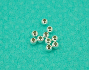 4mm sterling silver ball bead, smooth polished shiny small round spacer, 925 jewelry findings components