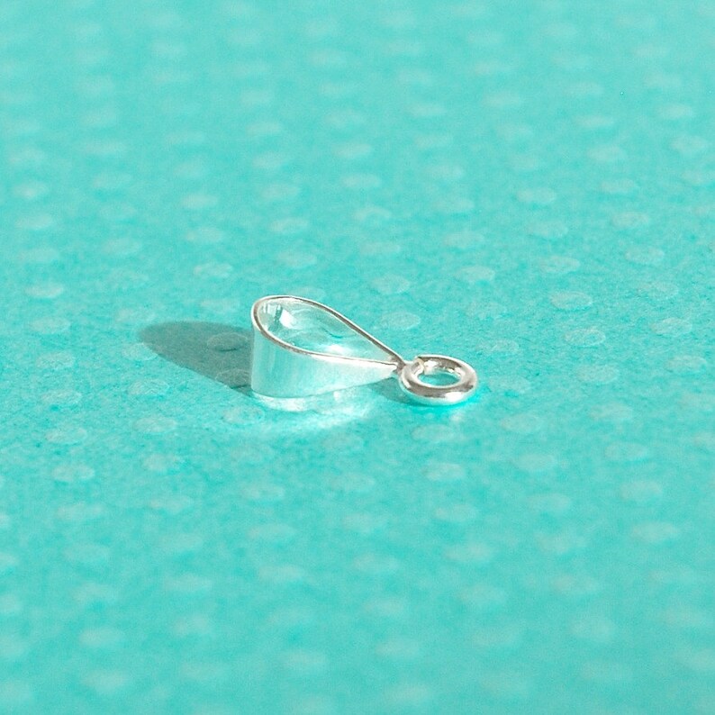 stamped .925 5 pcs or more smooth shiny polished classic basic 12mm necklace pendant charm bail 12 mm sterling silver teardrop bail