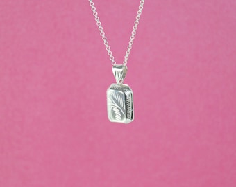 sterling silver locket - rectangular locket - square keepsake locket charm - silver box locket - square sterling pendant