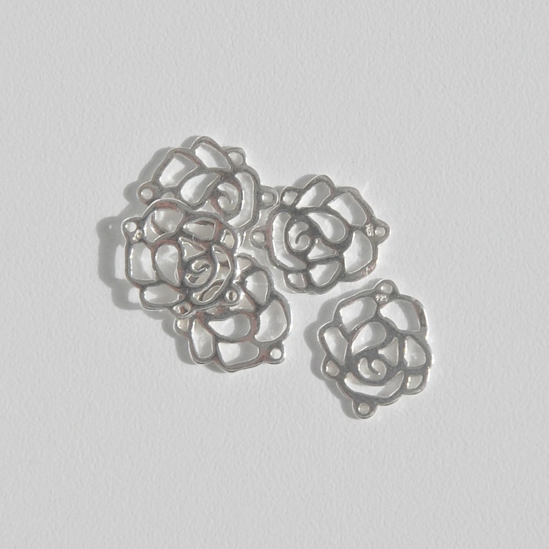 sterling silver rose spacer rose pendant connector sterling silver flower shape flower shape spacer Sterling silver connector 5x