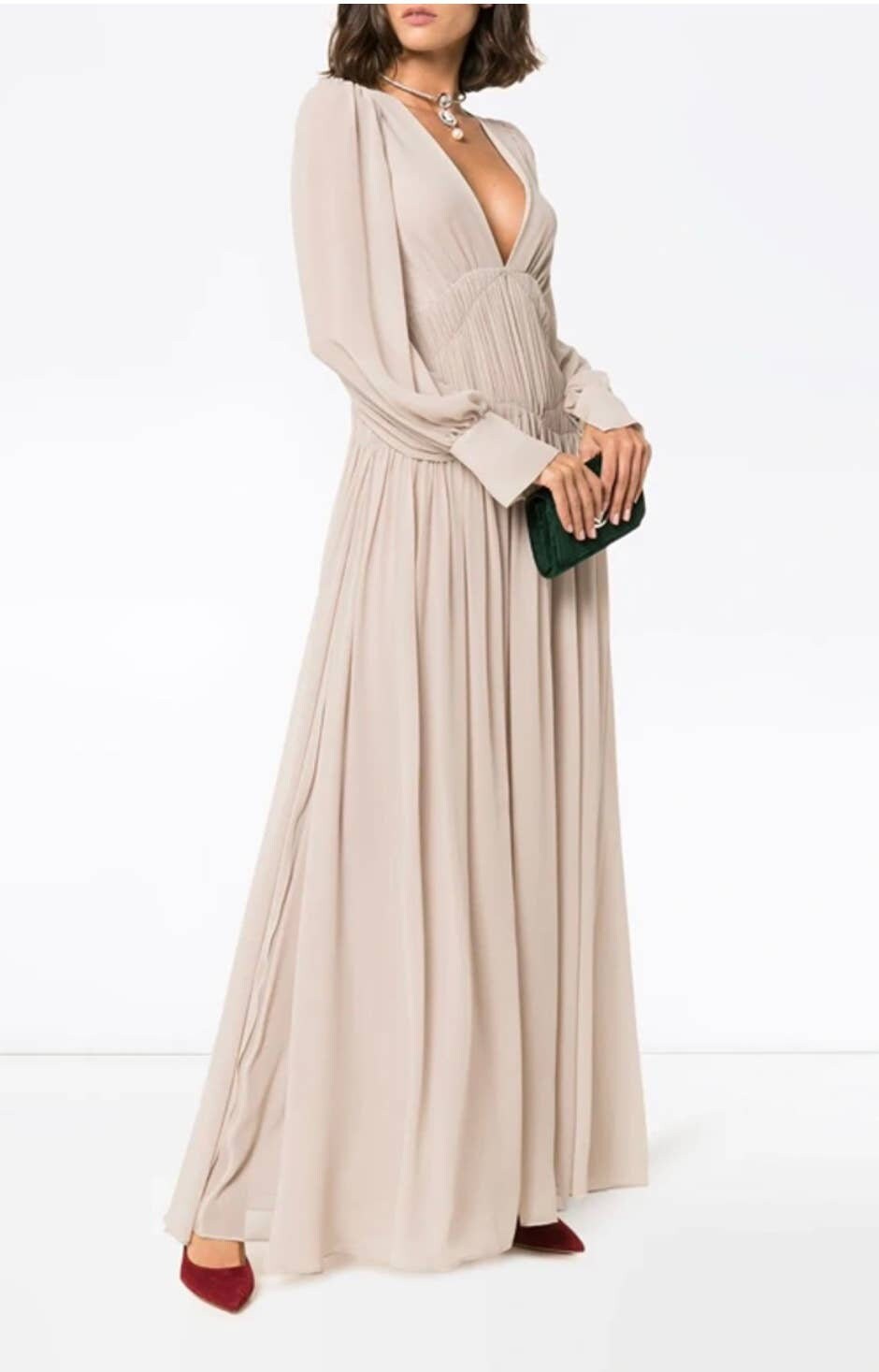 Stella Mccartney Carleigh Silk-georgette Maxi Dress Tan