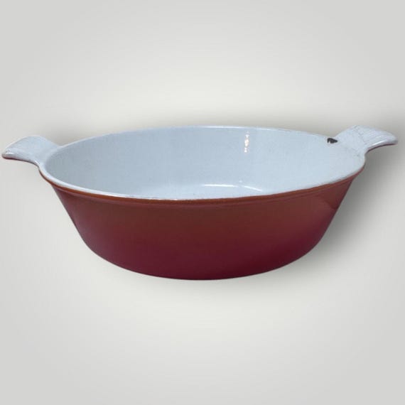 Vintage Descoware Belgium Cast Iron Enamelware Flame Orange Large