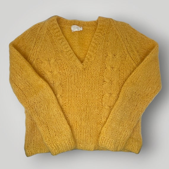 Vintage 1960s Carol Brent Mohair Wool Sweater Yel… - image 2