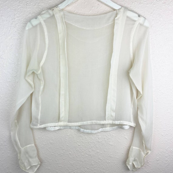 Antique 1920s Sheer Ivory Blouse Handmade - image 1