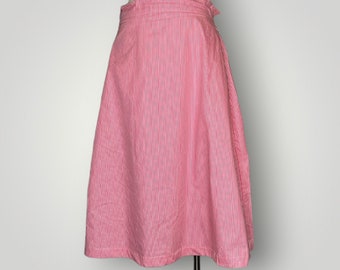 Vintage CW Classics 100% Cotton Red White Pinstripe Skirt Bow M/L  F