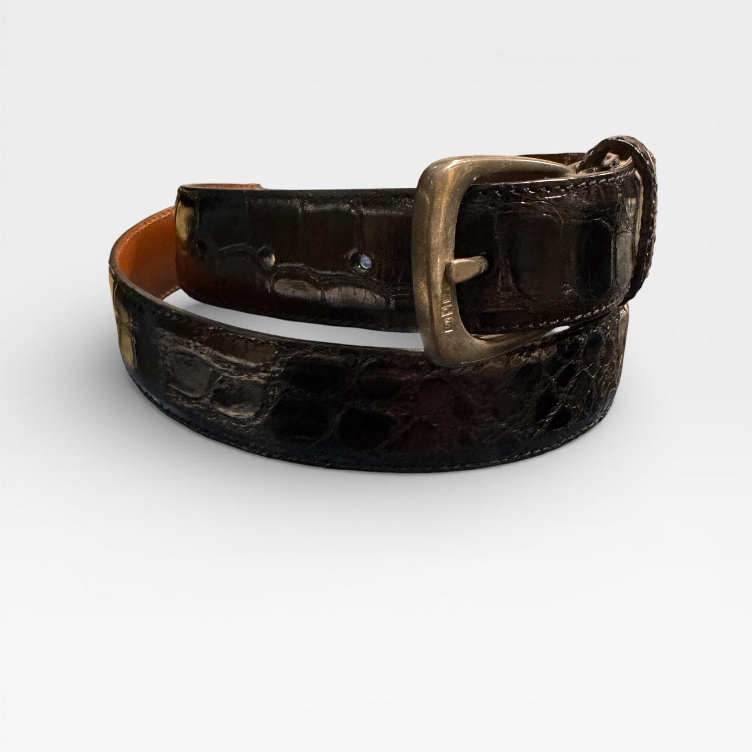 Polo Ralph Lauren Sterling Buckle Genuine American Alligator Belt Italy 32-34 Polo Ralph Lauren Italy Genuine Alligator Belt Sterling .925  main image 4