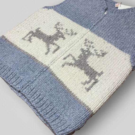 Vintage Knit Sweater Vest Reindeer Heavy Wool Han… - image 3