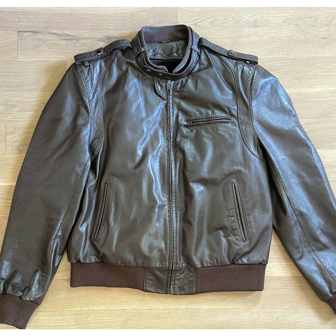 Vintage Mens Bermans Leather Flight Bomber Jacket XL | Etsy