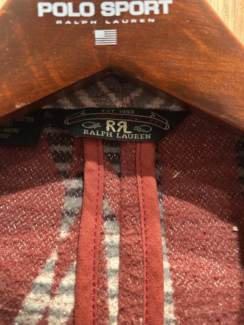 Vintage 1990s RRL by RALPH LAUREN L Brown Grey Navajo Cotton Sport Smoking Coat image 3
