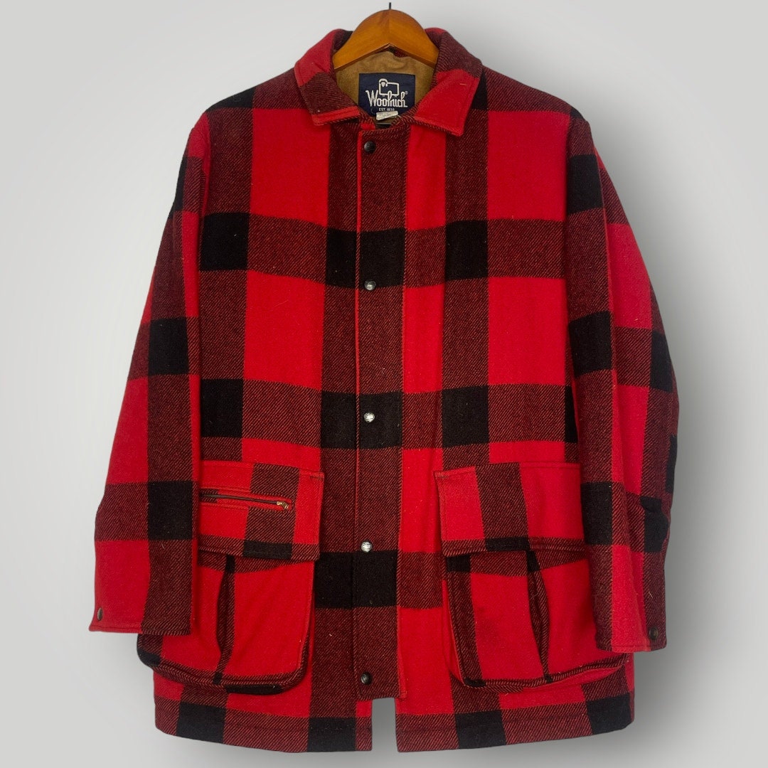 90'S WOOLRICH Buffalo Check Wool Jacket Made in USA Women's XL Vintage /eaa471168