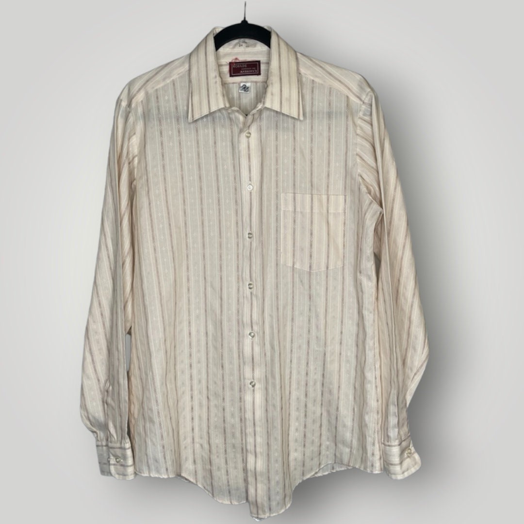 Vintage No Fade Anthony's Top 1970s Men's Button up Dress Shirt Diamond ...