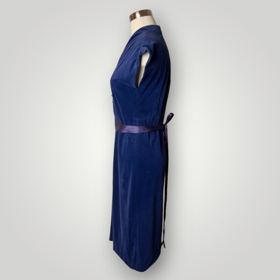 Vintage 1960s Dress Leslie Fay Velvet Dark Blue P… - image 3